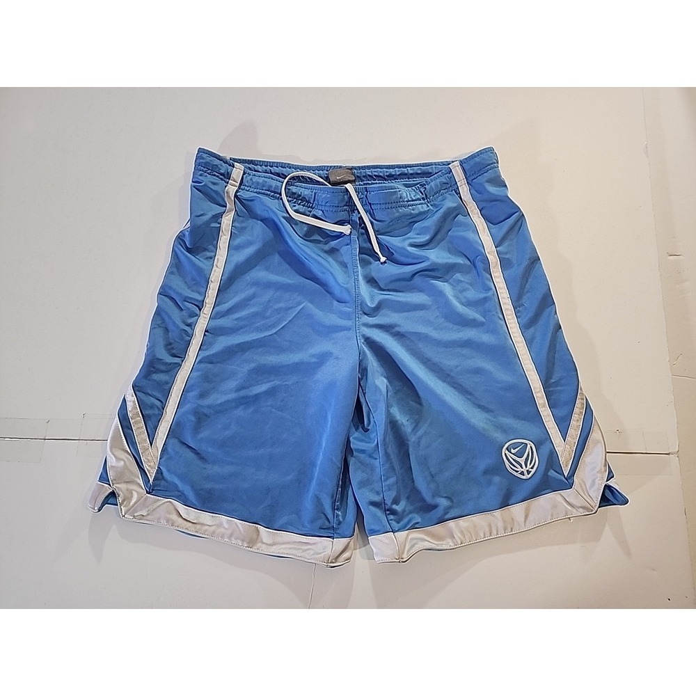 Vtg 90s Nike UNC Tar Heels Basketball Shorts Mens L Blue White Tag Swoosh Logo